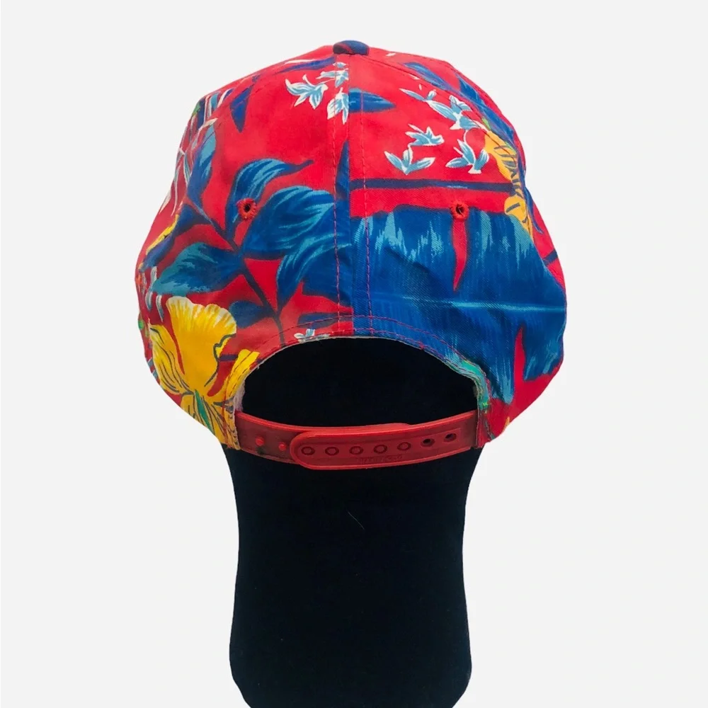 Vtg Nissin Wixom Concrete Hawaiian SnapBack Floral Hat Cap Adjustable 90s